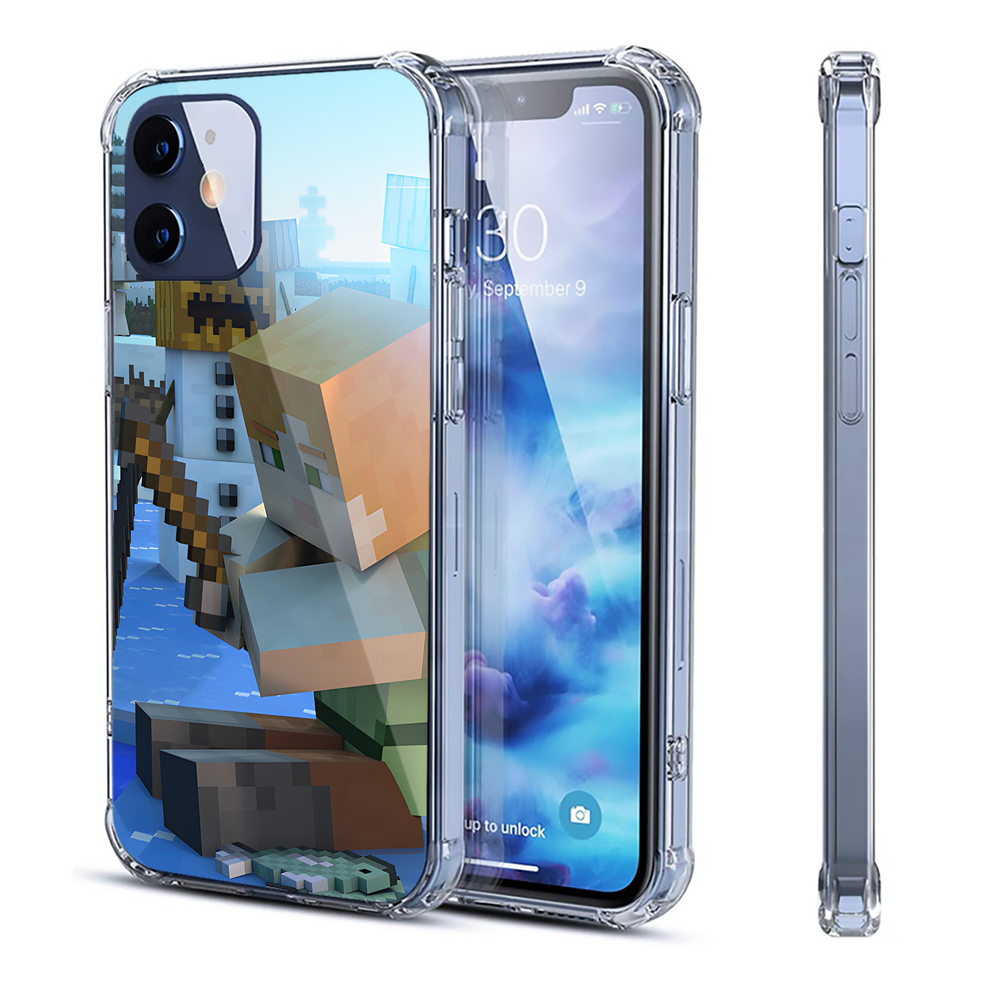 （画像用） マインクラフト ブロックの世界 Minecraft MC Block world 【iPhone 12シリーズ対応】透明スマホケース（クリアソフトケース）